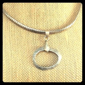 Painted seashell necklace on silver link collar!